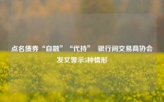 点名债券“自融”“代持”  银行间交易商协会发文警示5种情形