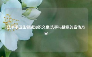 洗手手卫生健康知识文案,洗手与健康的宣传方案