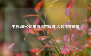 主板A股公司市值退市标准 今起正式调整