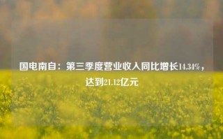 国电南自：第三季度营业收入同比增长14.34%，达到21.12亿元