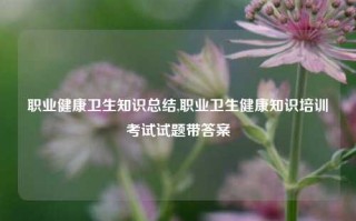 职业健康卫生知识总结,职业卫生健康知识培训考试试题带答案