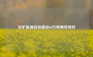 兖矿能源投资建设80万吨烯烃项目