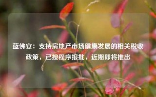 蓝佛安：支持房地产市场健康发展的相关税收政策，已按程序报批，近期即将推出