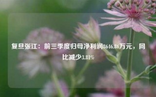 复旦张江：前三季度归母净利润8646.86万元，同比减少3.81%