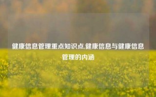 健康信息管理重点知识点,健康信息与健康信息管理的内涵