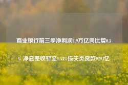 商业银行前三季净利润1.9万亿同比增0.5% 净息差收窄至1.53%损失类贷款9294亿-第1张图片-健康网